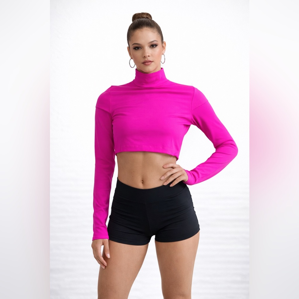 Balera Fuchsia Long Sleeve Crop Top